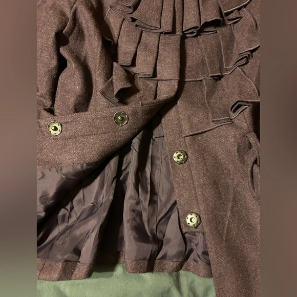 Tabitha Anthropologie foliage finder wool jacket coat ruffle size 0 - Picture 7 of 11